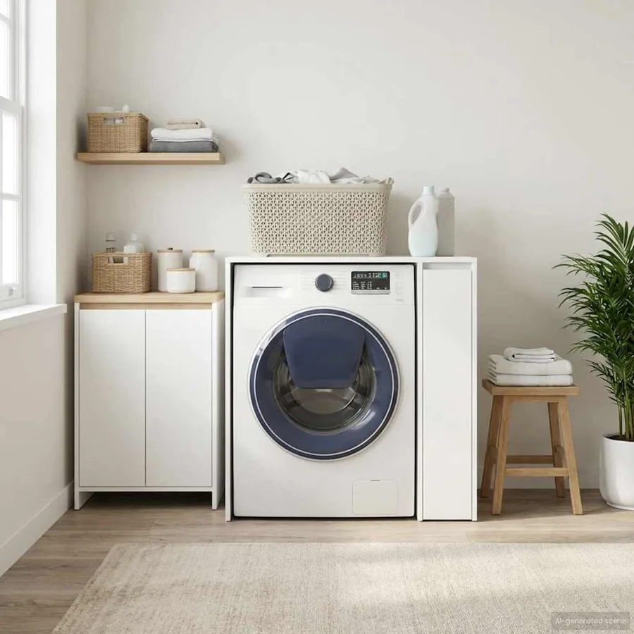 Armoire pour machine à laver avec porte Blanc 87 x 60 x 89 cm - 4