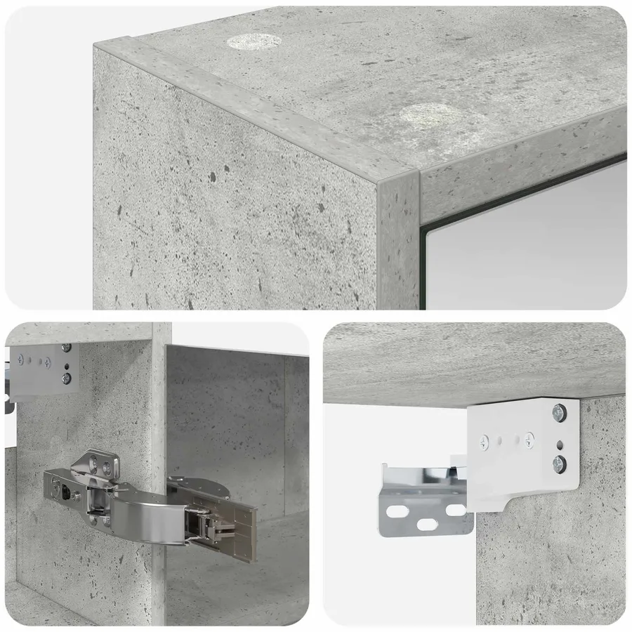Armoire Miroir de Salle de Bain Gris béton 43 x 16 x 62.5 cm - 9
