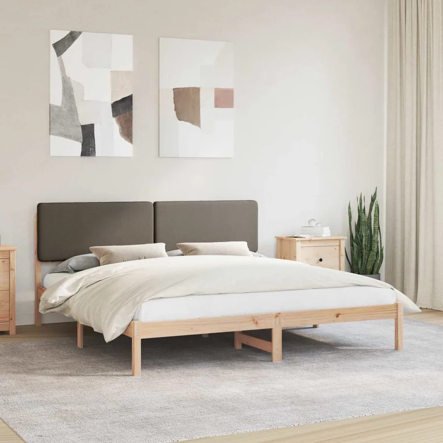 Cadre de lit avec tête de lit rembourrée Taupe 200 x 200 cm