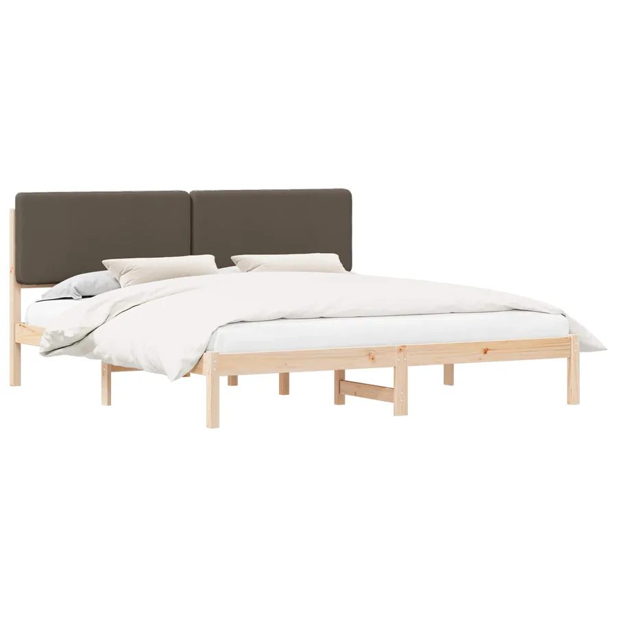 Cadre de lit avec tête de lit rembourrée Taupe 200 x 200 cm - 2