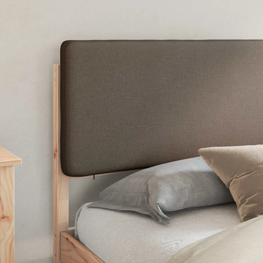 Cadre de lit avec tête de lit rembourrée Taupe 200 x 200 cm - 3