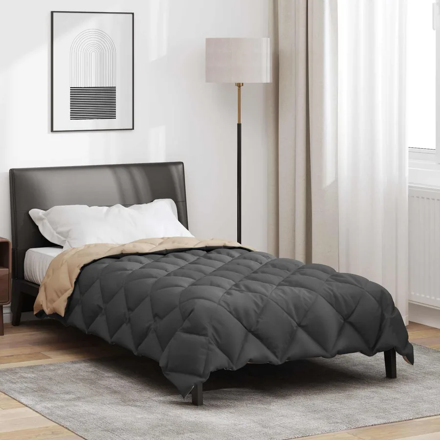 Duvet d'hiver Anthracite et Taupe 140 x 200 cm Microfibre