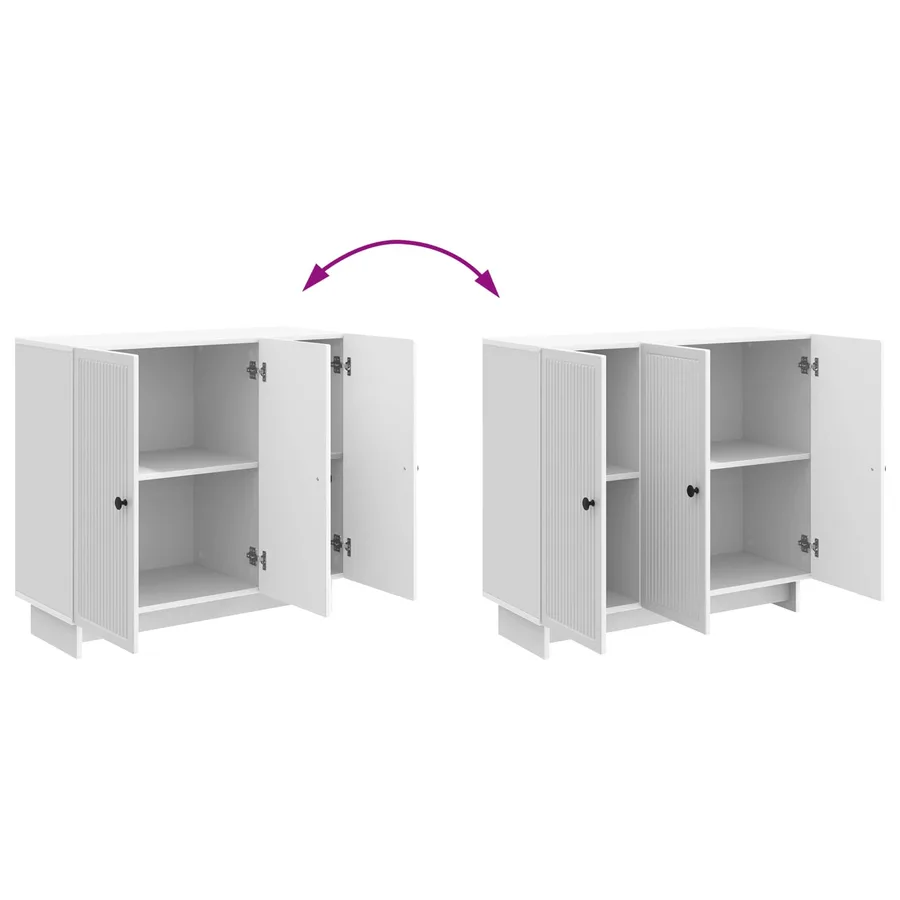 Buffet Blanc brillant 89 x 34,5 x 80 cm Bois d'ingénierie - 11