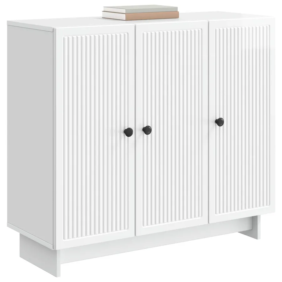 Buffet Blanc brillant 89 x 34,5 x 80 cm Bois d'ingénierie - 3