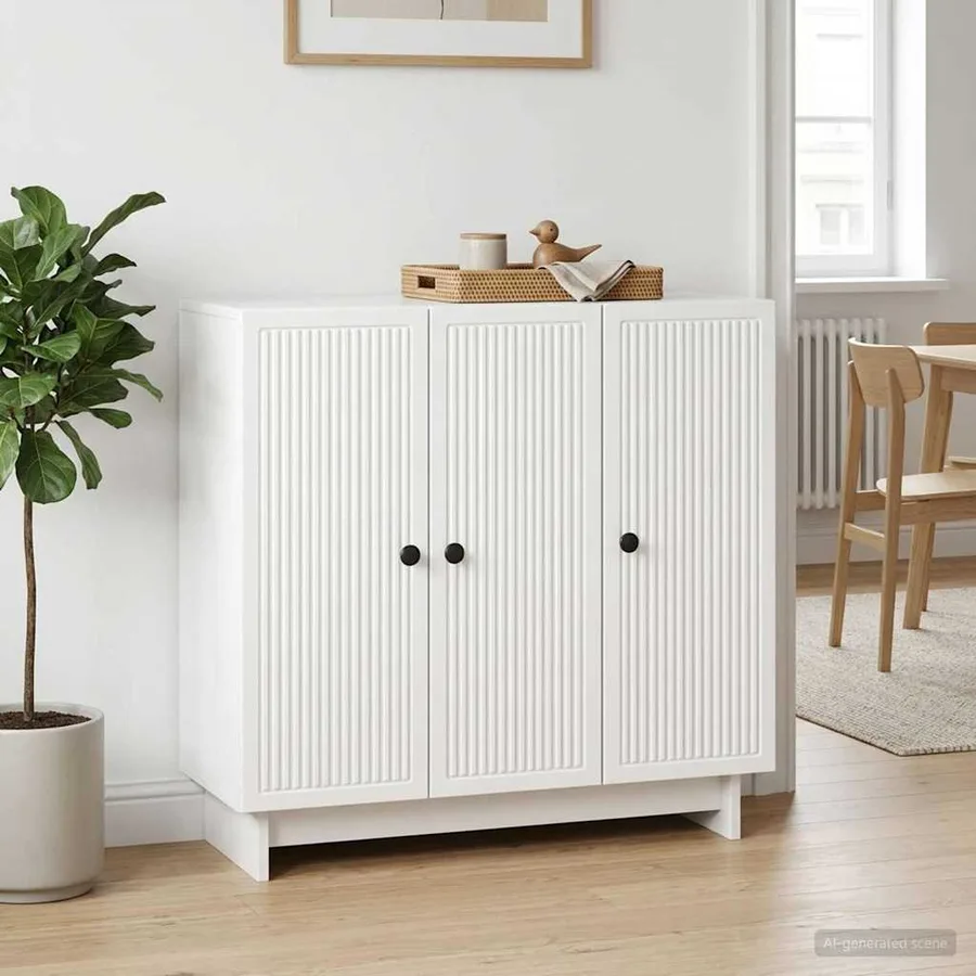 Buffet Blanc brillant 89 x 34,5 x 80 cm Bois d'ingénierie - 4