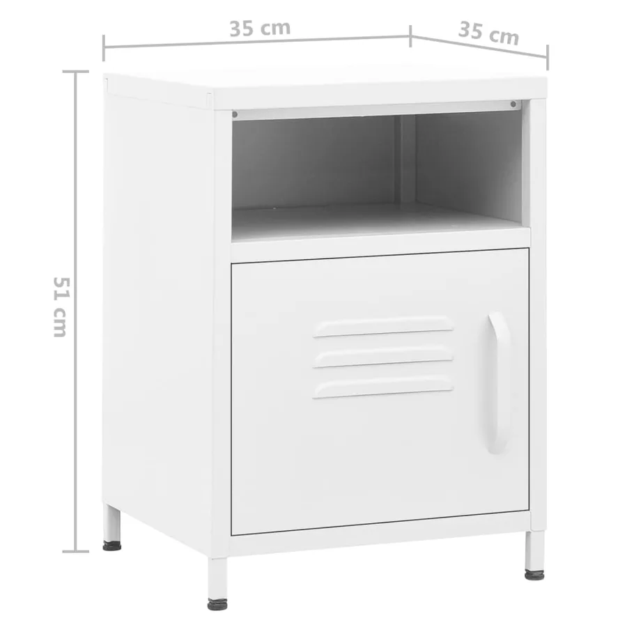 Table de chevet Blanc 35x35x51 cm Acier - 9