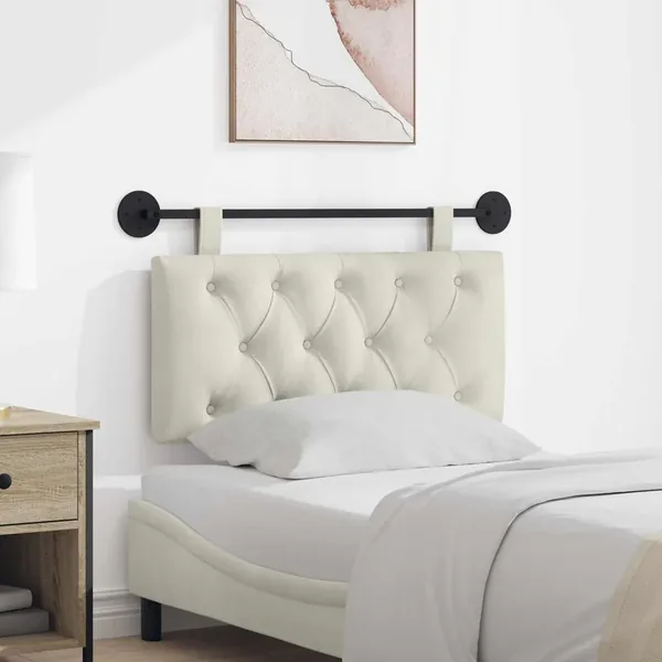 Tête de lit suspendue Avec lumière LED Crème Velours