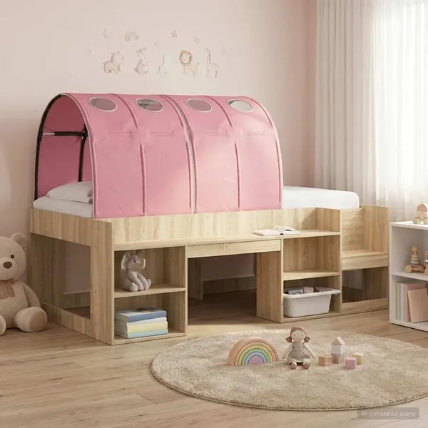 Tunnel de lit 2 pcs Rose 211 x 67,5 x 2 cm Polyester