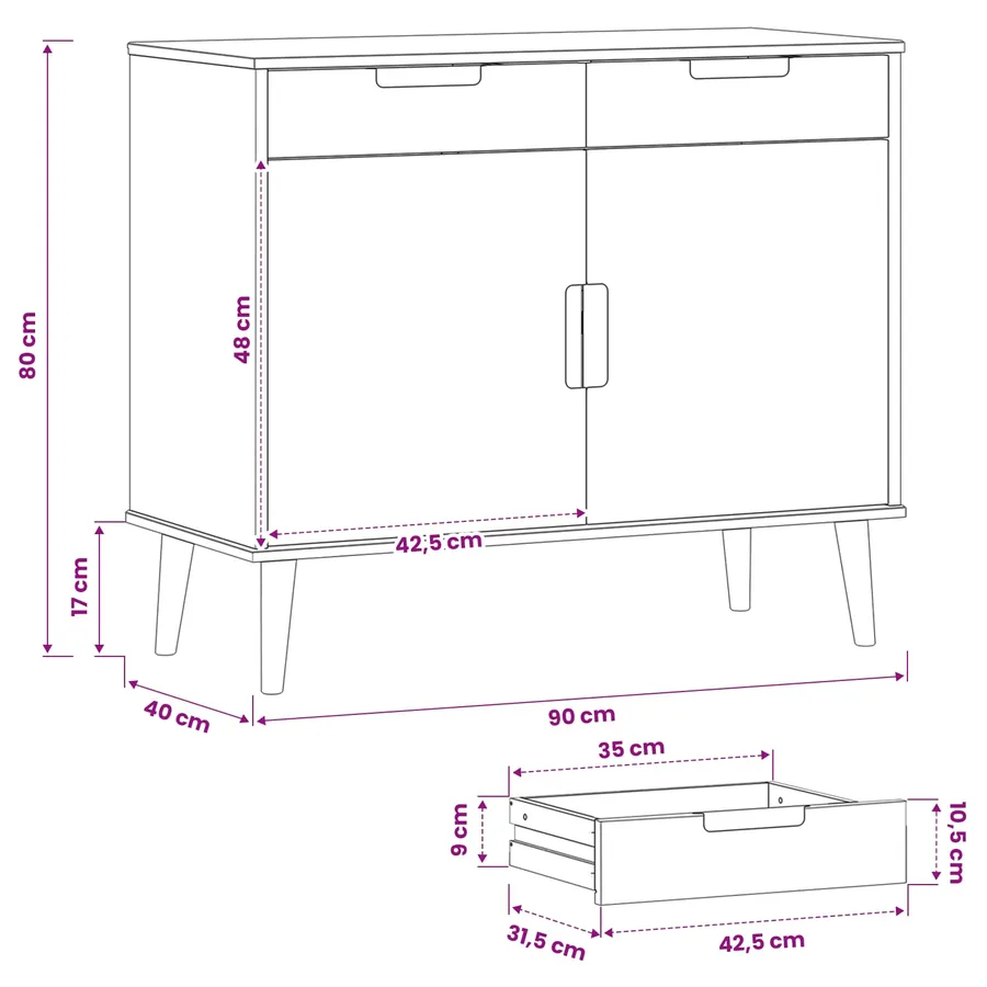 Buffet MOLDE Caramel 90 x 40 x 80 cm - 7