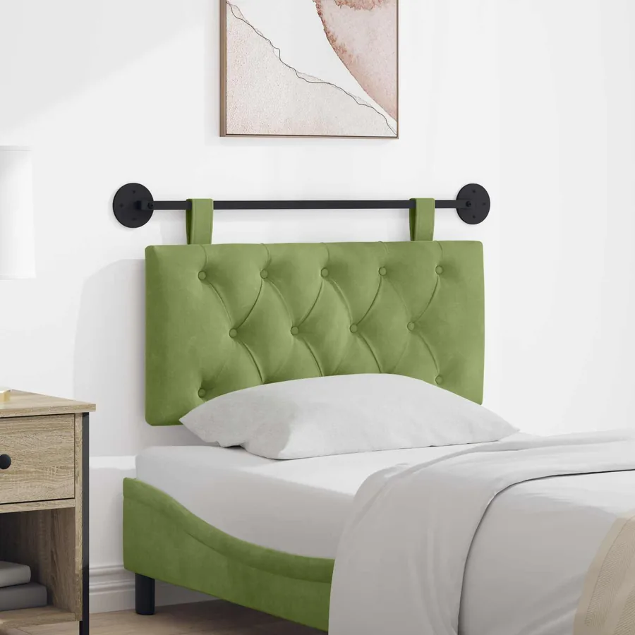 Tête de lit suspendue Avec lumière LED Vert clair Velours