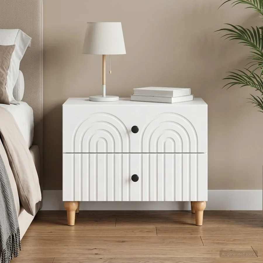 Cabinet de chevet Blanc 62 x 34,5 x 48 cm Bois d'ingénierie