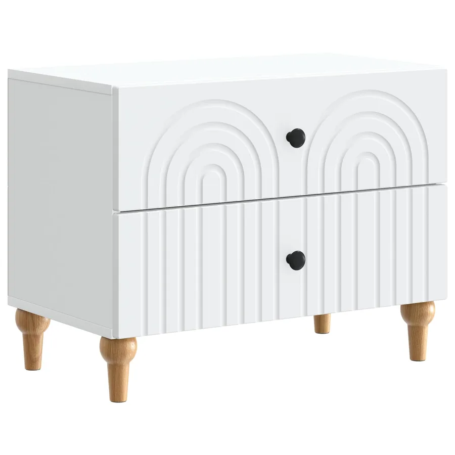 Cabinet de chevet Blanc 62 x 34,5 x 48 cm Bois d'ingénierie - 2
