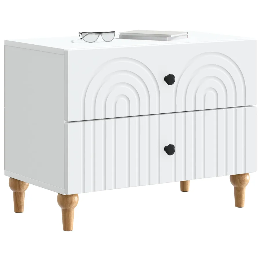 Cabinet de chevet Blanc 62 x 34,5 x 48 cm Bois d'ingénierie - 3