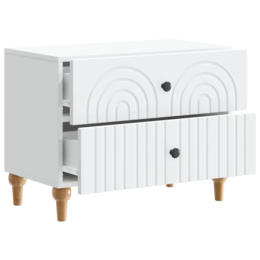Cabinet de chevet Blanc 62 x 34,5 x 48 cm Bois d'ingénierie - 4