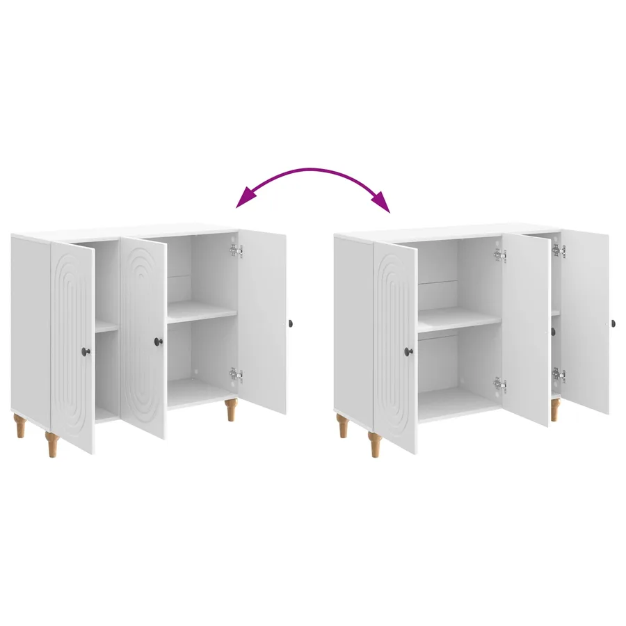 Buffet Blanc brillant 89 x 34,5 x 80 cm Bois d'ingénierie - 11