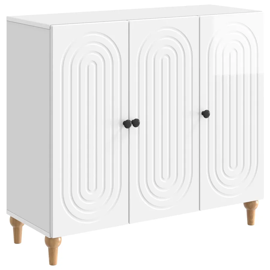 Buffet Blanc brillant 89 x 34,5 x 80 cm Bois d'ingénierie - 2