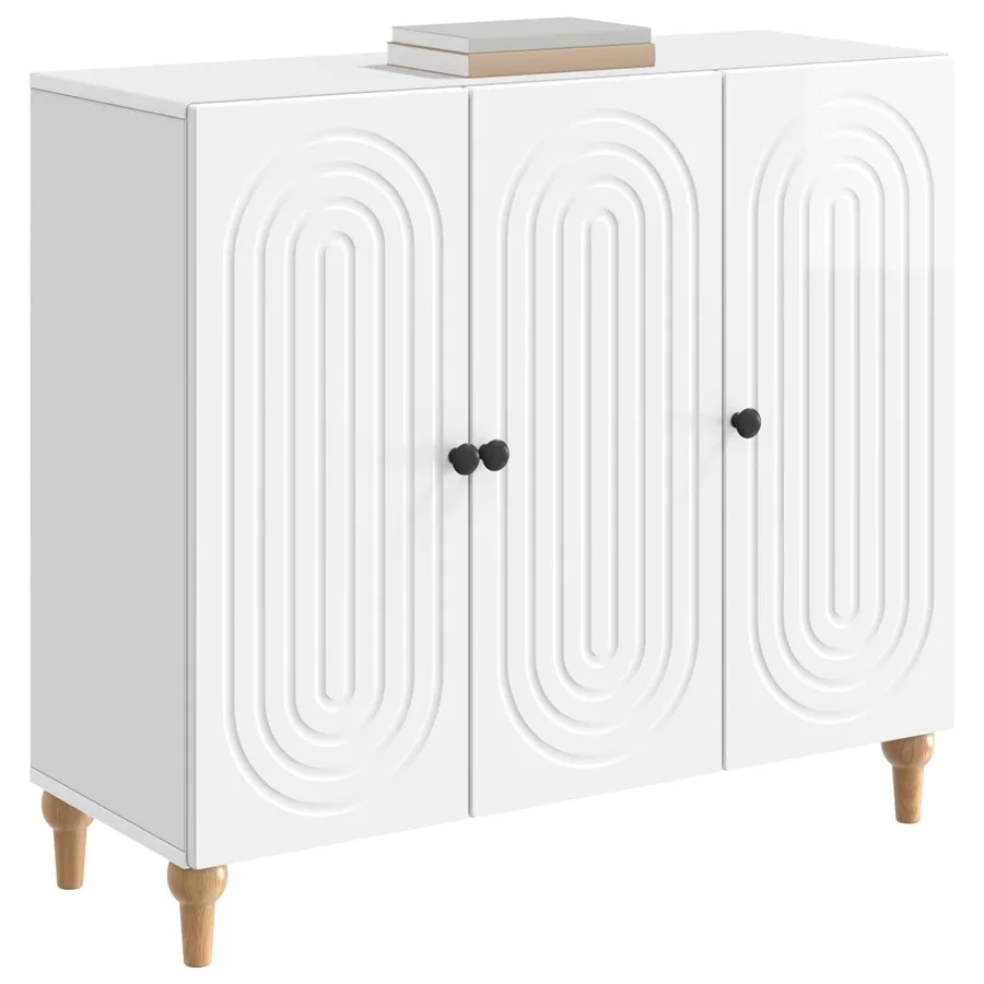 Buffet Blanc brillant 89 x 34,5 x 80 cm Bois d'ingénierie - 3