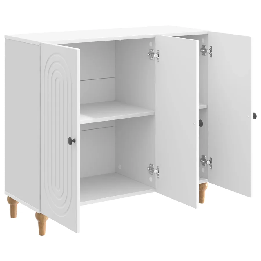 Buffet Blanc brillant 89 x 34,5 x 80 cm Bois d'ingénierie - 5