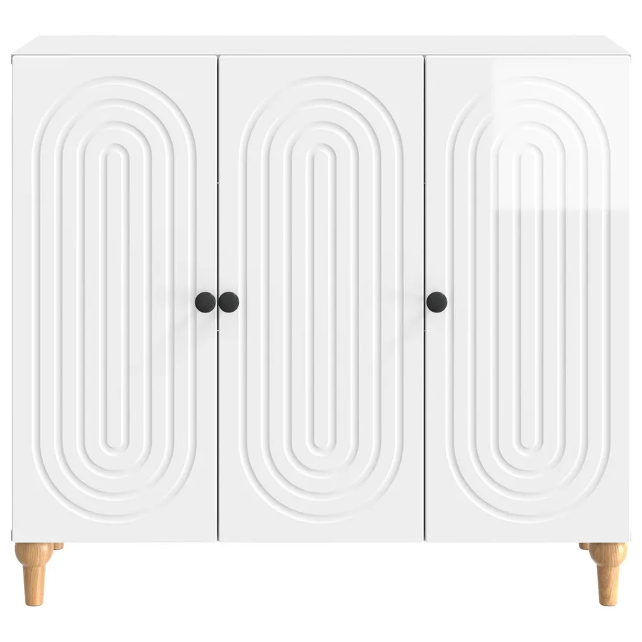 Buffet Blanc brillant 89 x 34,5 x 80 cm Bois d'ingénierie - 6