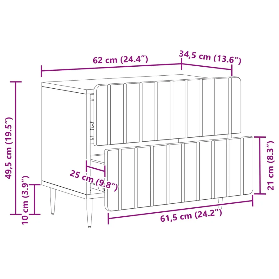 Cabinet de chevet avec tiroir Chêne Sonoma 62 x 34,5 x 49,5 cm - 10