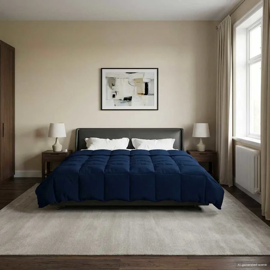 Duvet complet toute l'année Bleu foncé 200 x 220 cm Microfibre
