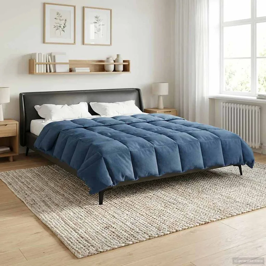 Duvet complet toute l'année Bleu foncé 200 x 220 cm Microfibre - 4