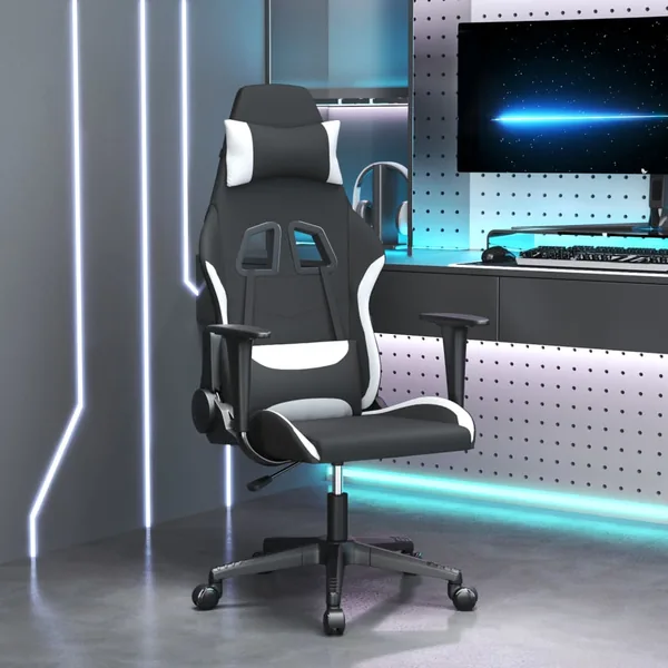 Chaise de jeu de massage Noir et blanc Tissu