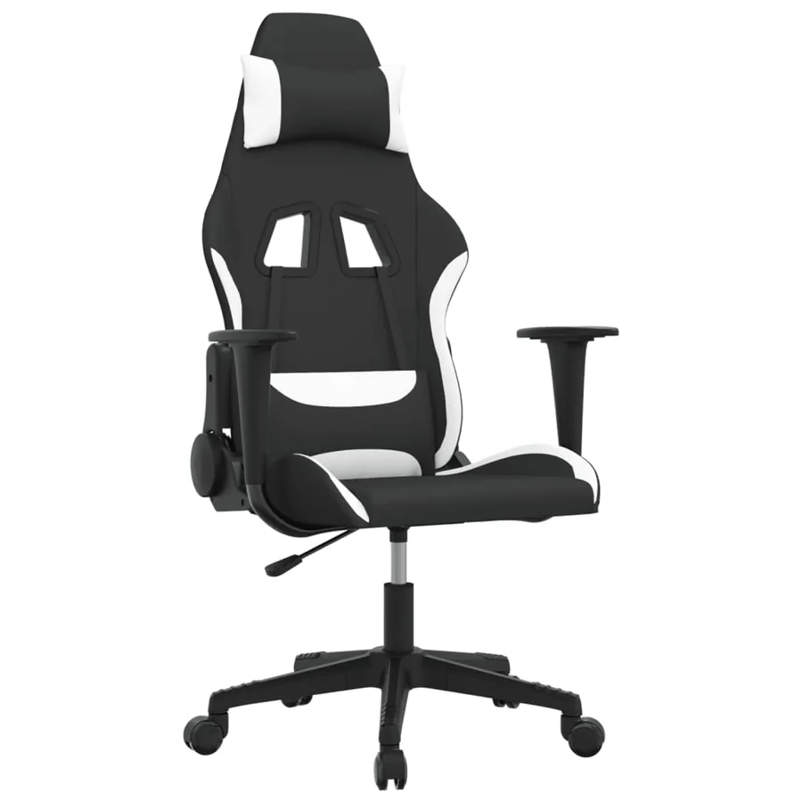 Chaise de jeu de massage Noir et blanc Tissu - 2