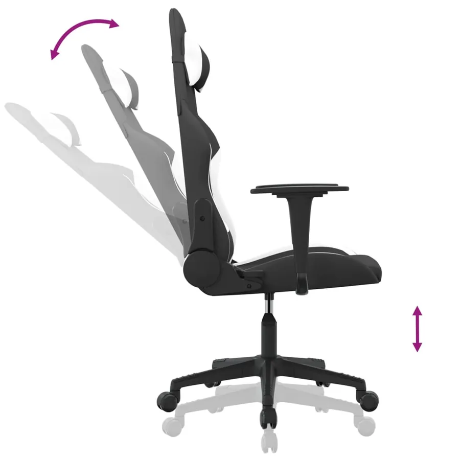 Chaise de jeu de massage Noir et blanc Tissu - 6