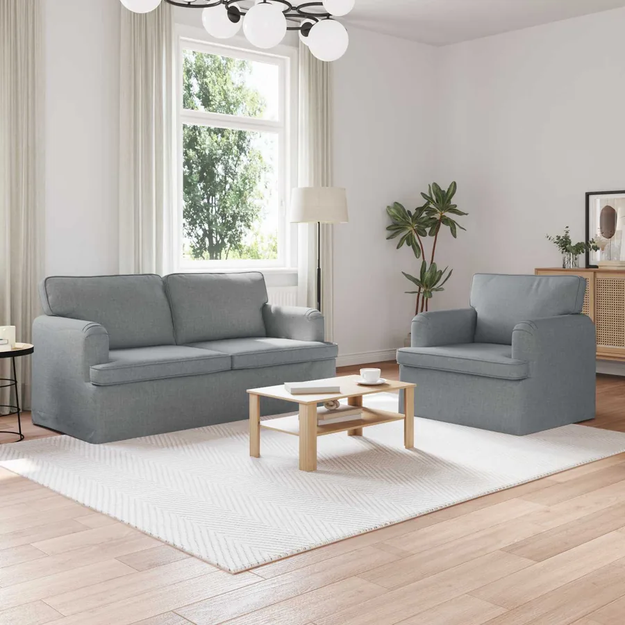 Ensemble de Canapés 2 pcs Gris clair 162 x 80 x 85 cm tissu