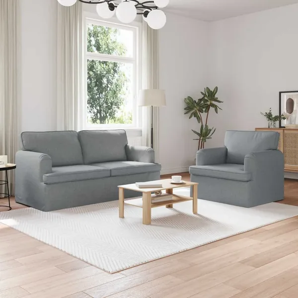 Ensemble de Canapés 2 pcs Gris clair 162 x 80 x 85 cm tissu