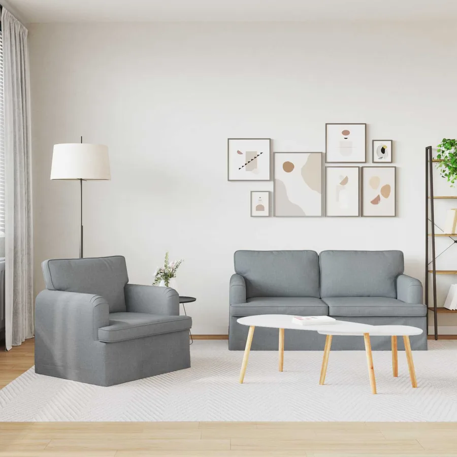 Ensemble de Canapés 2 pcs Gris clair 162 x 80 x 85 cm tissu - 3