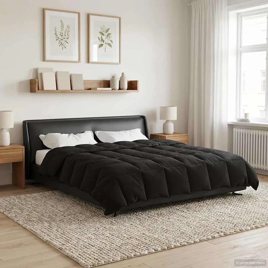 Duvet complet toute l'année Noir 220 x 240 cm Microfibre - 4