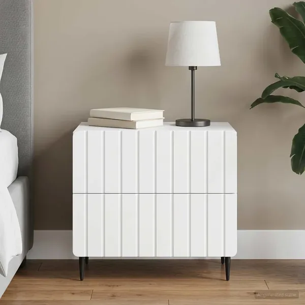 Cabinet de chevet Blanc 62 x 34,5 x 49,5 cm Bois d'ingénierie