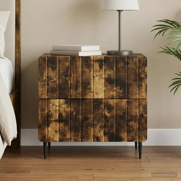 Cabinet de chevet avec tiroir Chêne fumé 62 x 34,5 x 49,5 cm