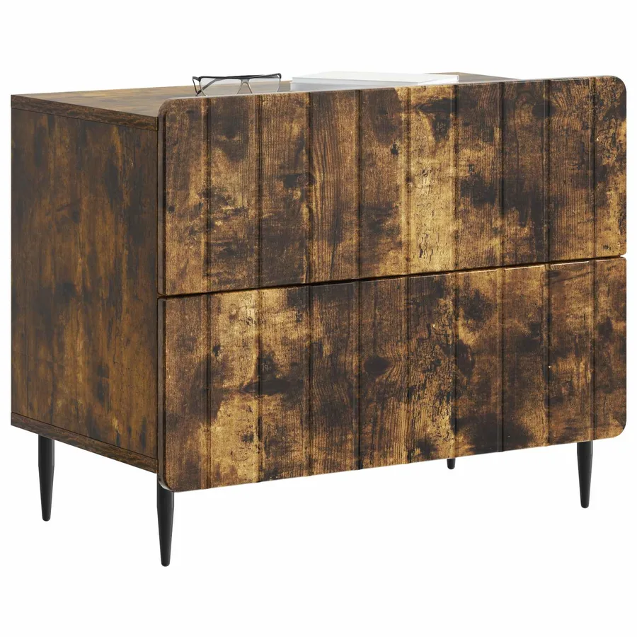 Cabinet de chevet avec tiroir Chêne fumé 62 x 34,5 x 49,5 cm - 3