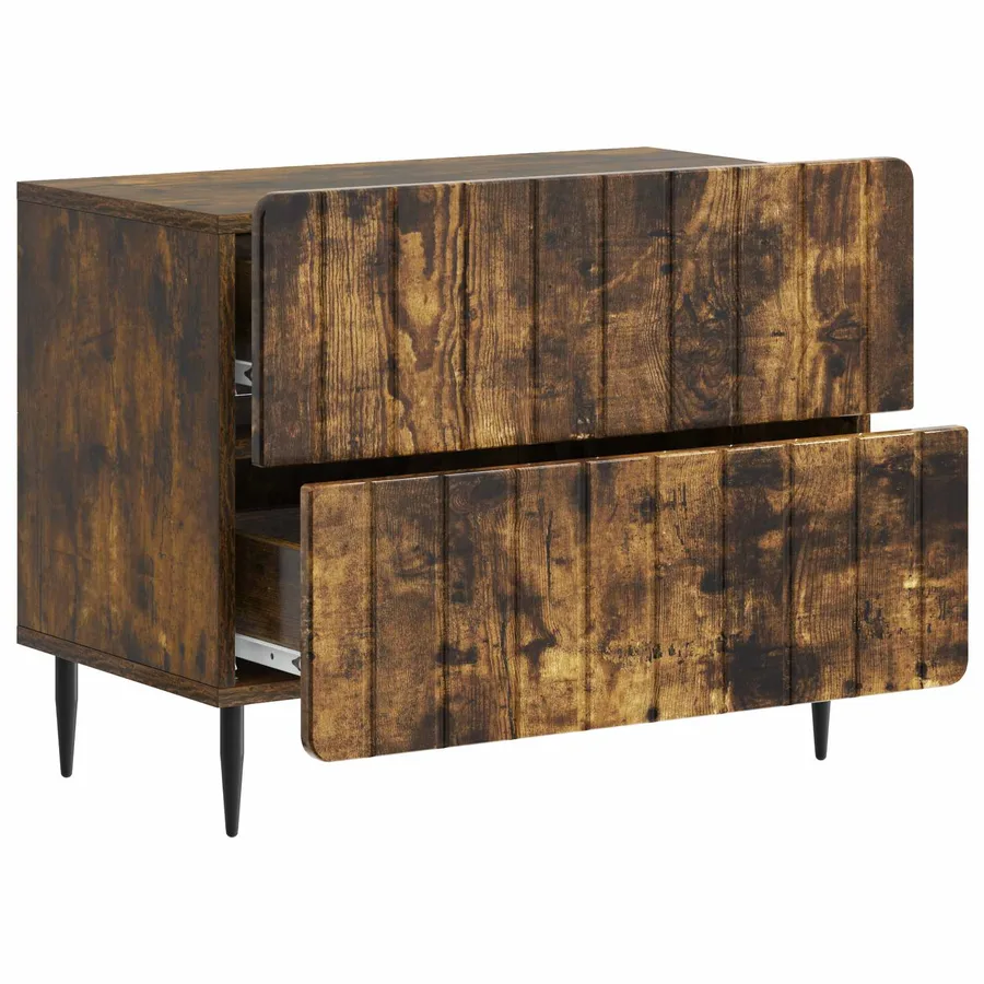 Cabinet de chevet avec tiroir Chêne fumé 62 x 34,5 x 49,5 cm - 4