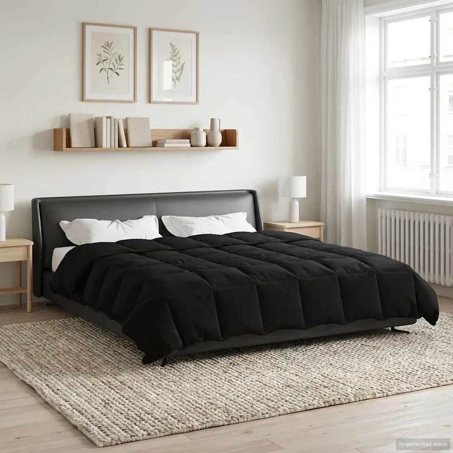 Duvet d'été simple Matelassé Noir 220 x 260 cm Microfibre - 4