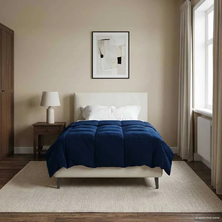 Duvet d'été simple Matelassé Bleu foncé 140 x 200 cm Microfibre