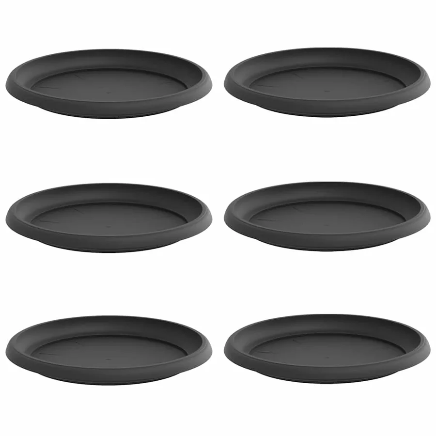 Plateau à fleurs rond 6 pcs Noir Ø 14 x 2 cm Plastique - 2