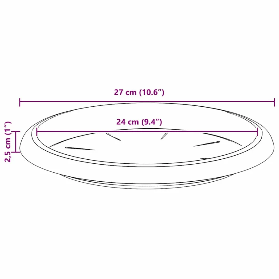 Plateau à fleurs rond 6 pcs Rouge brique Ø 27 x 2,5 cm - 10