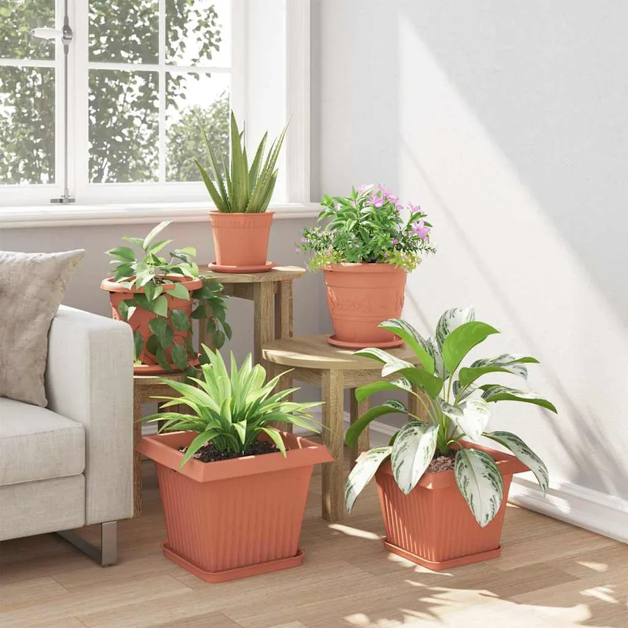 Pot de Fleurs Carré 24 pcs Rouge brique 33 x 33 x 26 cm - 4