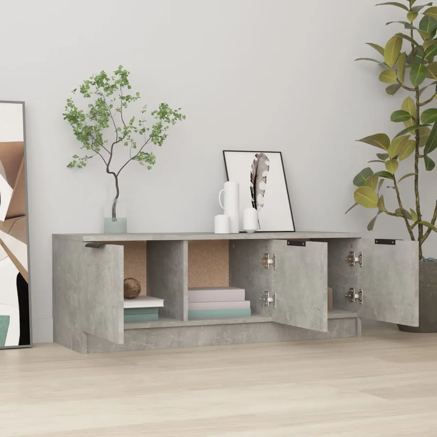 Meuble TV Gris béton 102x35x36,5 cm Bois d'ingénierie - 3