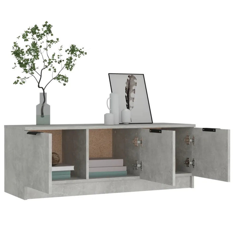 Meuble TV Gris béton 102x35x36,5 cm Bois d'ingénierie - 4