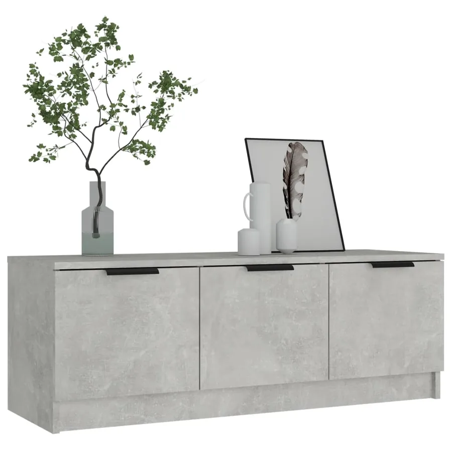 Meuble TV Gris béton 102x35x36,5 cm Bois d'ingénierie - 5
