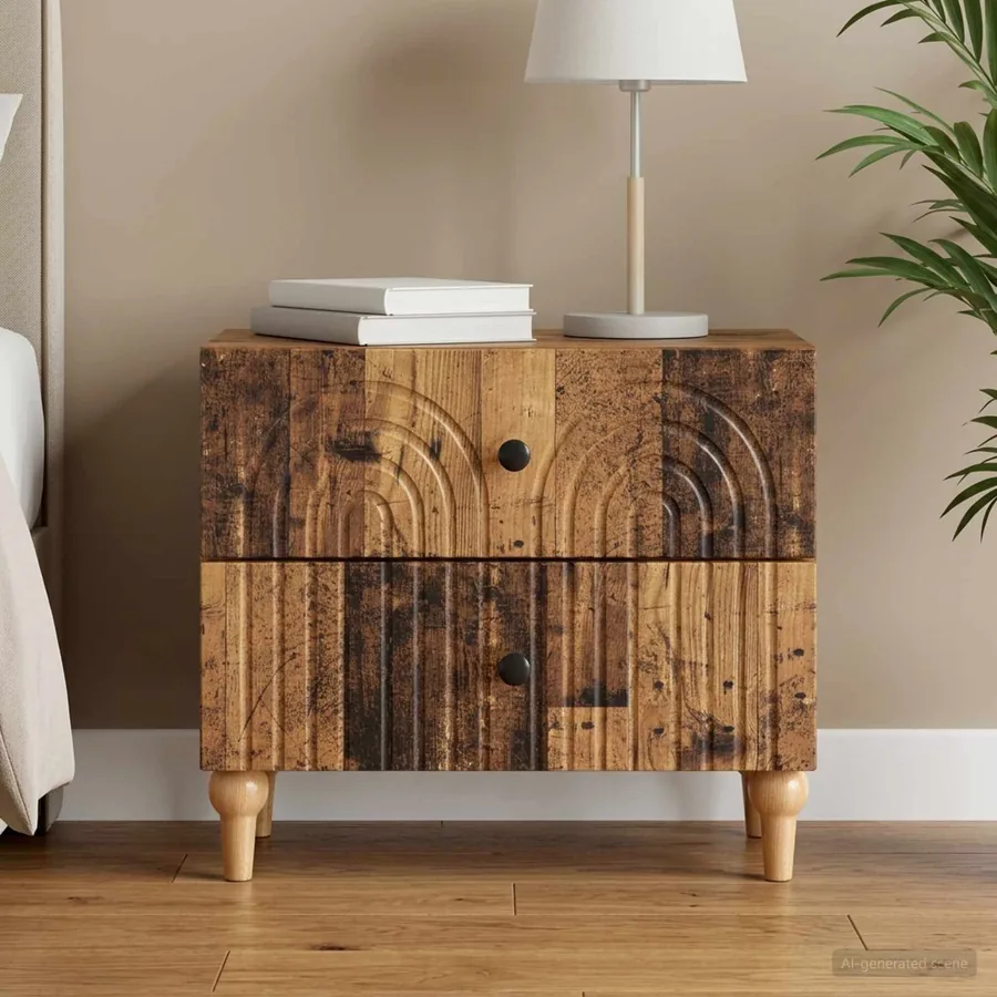 Cabinet de chevet avec tiroir Bois ancien 62 x 34,5 x 48 cm