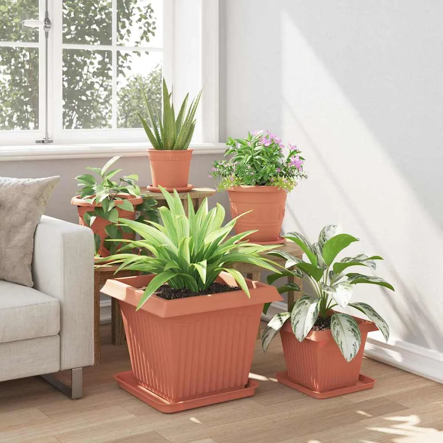 Pot de Fleurs Carré 24 pcs Rouge brique 43 x 43 x 33,5 cm - 4