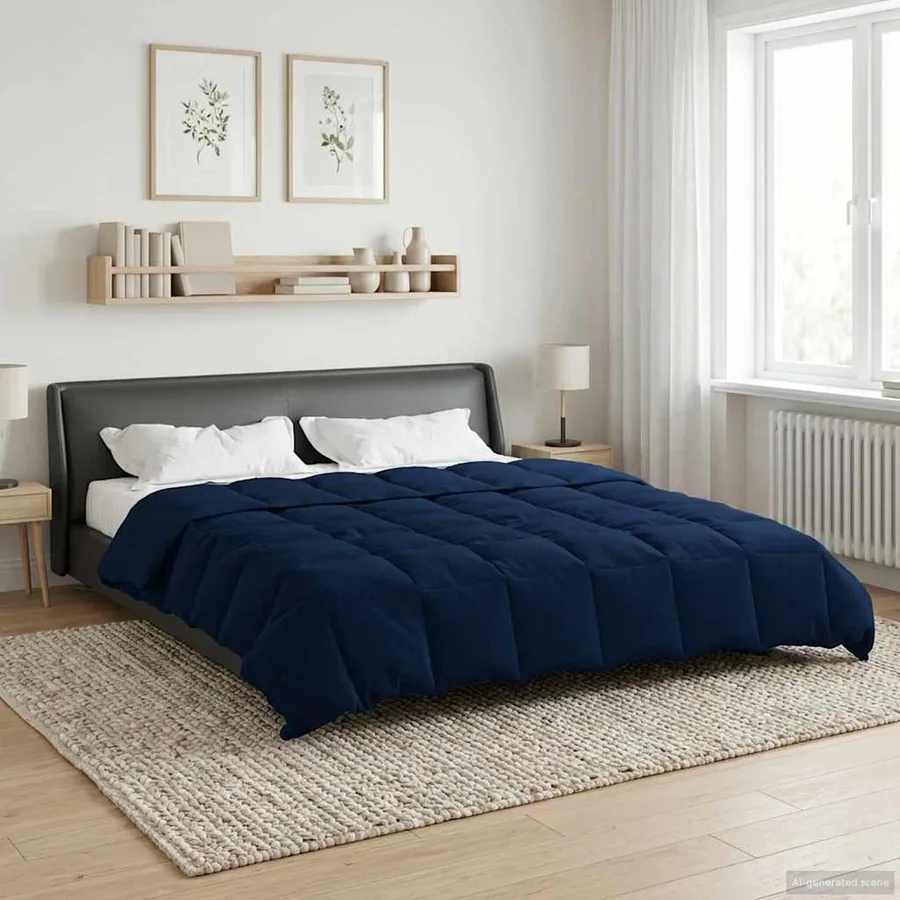 Duvet complet toute l'année Bleu foncé 240 x 260 cm Microfibre - 4