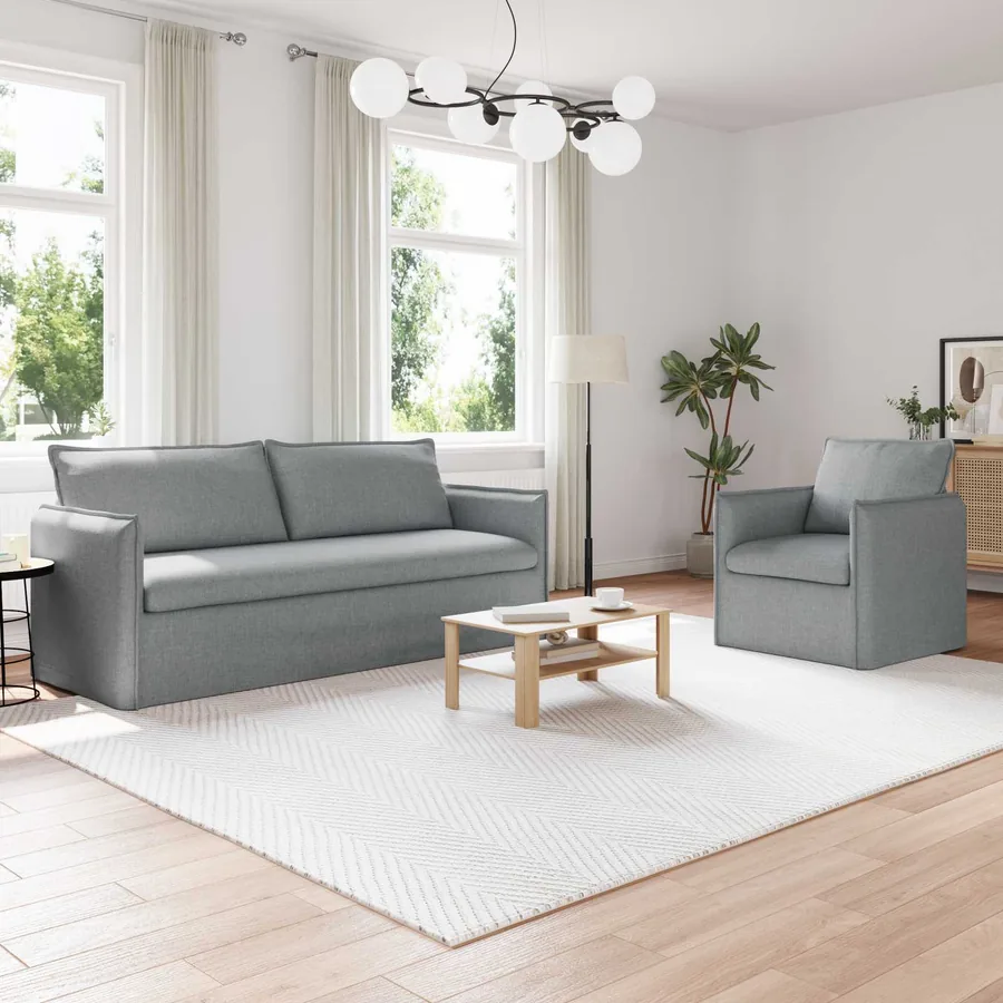 Ensemble de Canapés 2 pcs Gris clair 196 x 82 x 85 cm Tissu