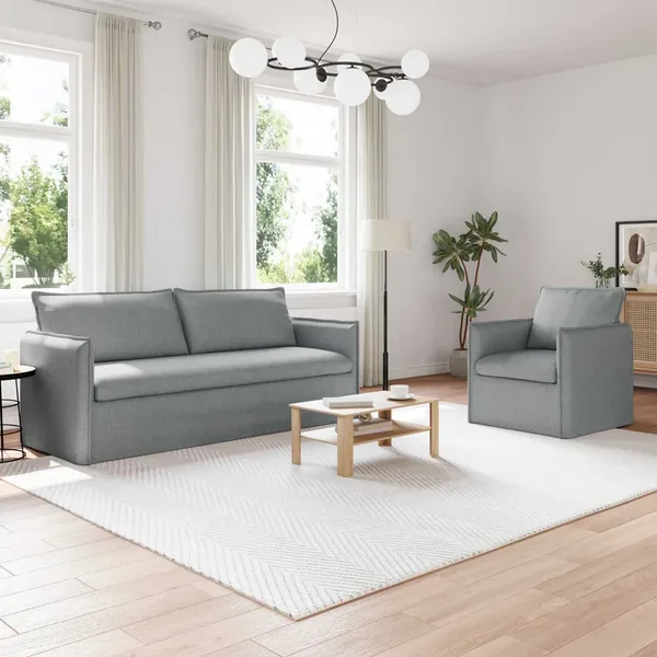 Ensemble de Canapés 2 pcs Gris clair 196 x 82 x 85 cm Tissu